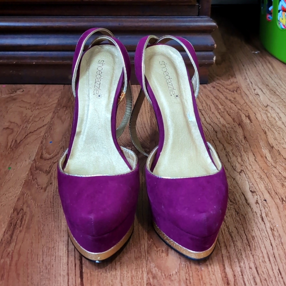 Purple and gold platform shoedazzle stilettos